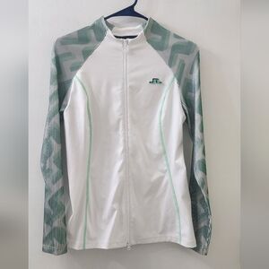 J.Lindeberg White and Green Zip-Up Jacket, Size Small.